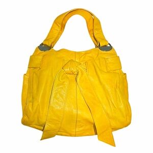 Kooba Yellow/Mustard Leather Shoulder Bag with Front Knot